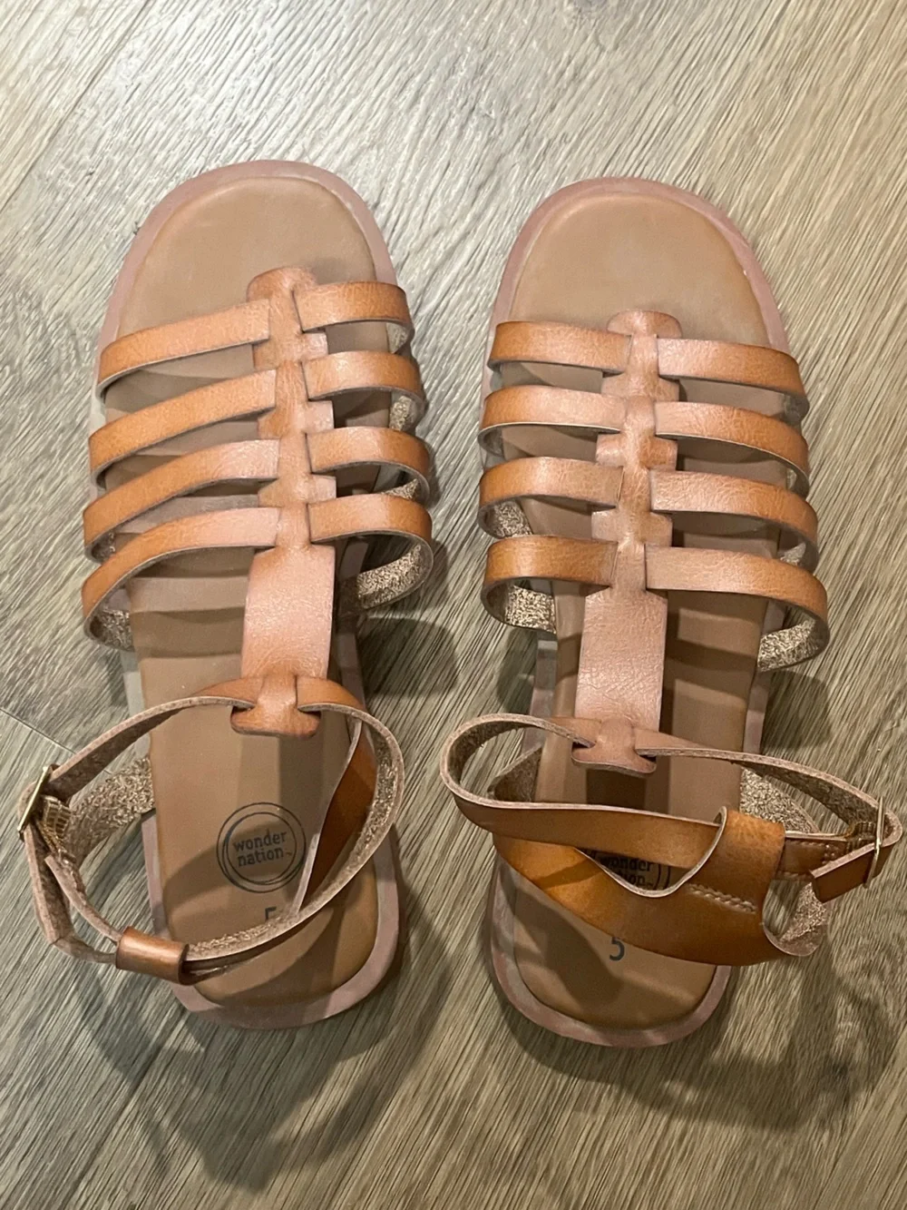 wonder nation Brown Strappy Gladiator Sandals for Kids